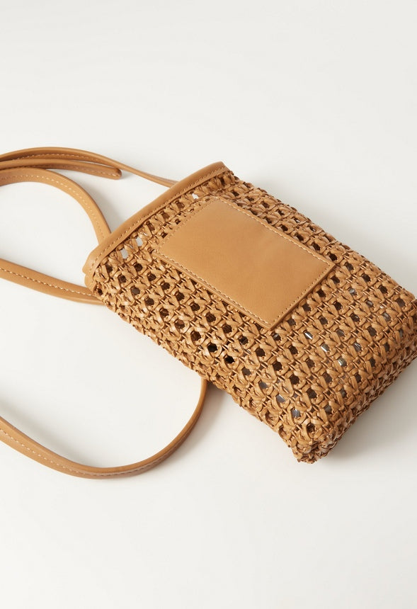 Woven Phone Crossbody Camel