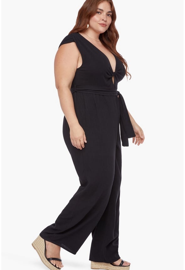 Twist Front Jumpsuit Black Caviar