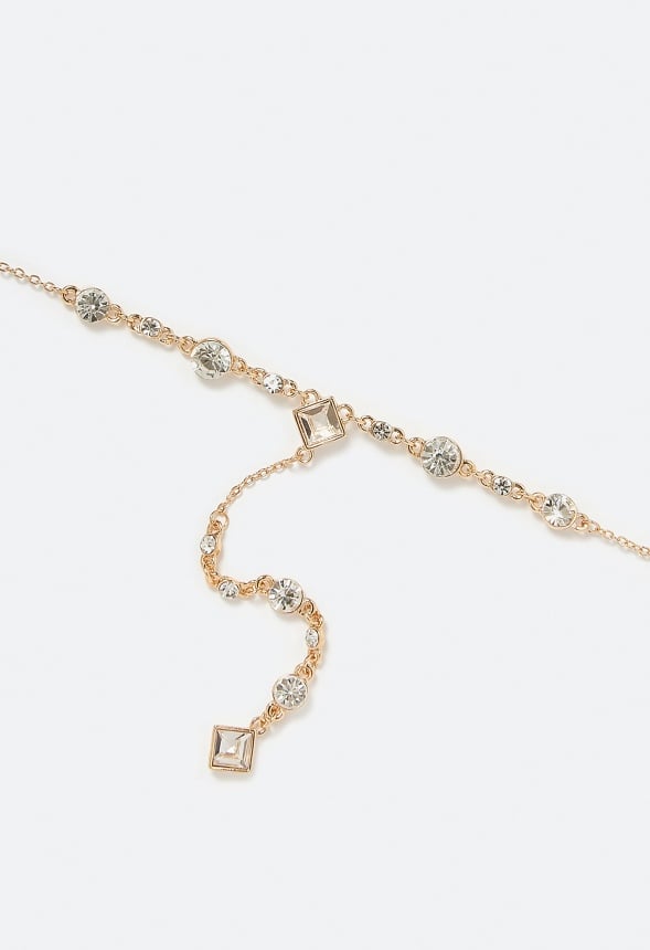 Flo Mixed Shapes Glass Stone Crystals Y-Necklace Gold/ Crystal
