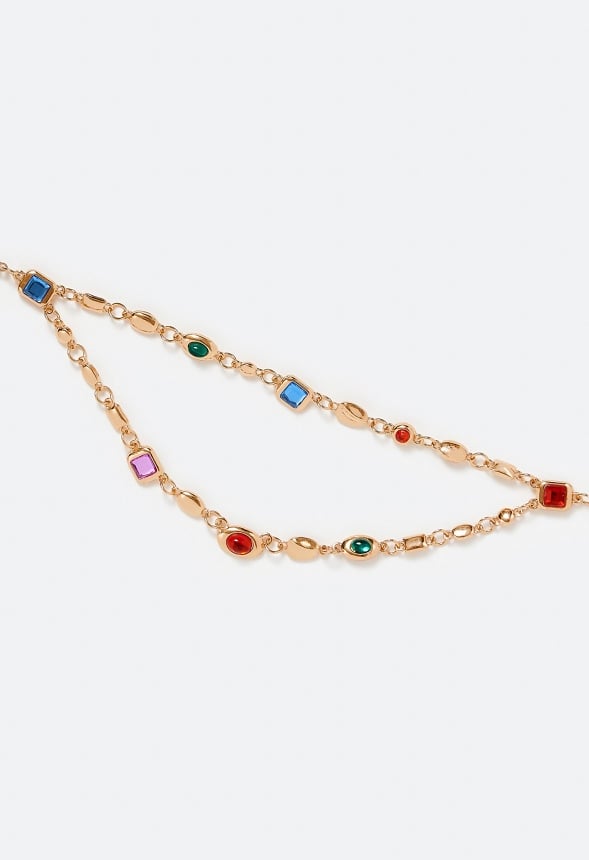 Jona Multicoloured Halo Glass Beads Necklace Multi/ Gold