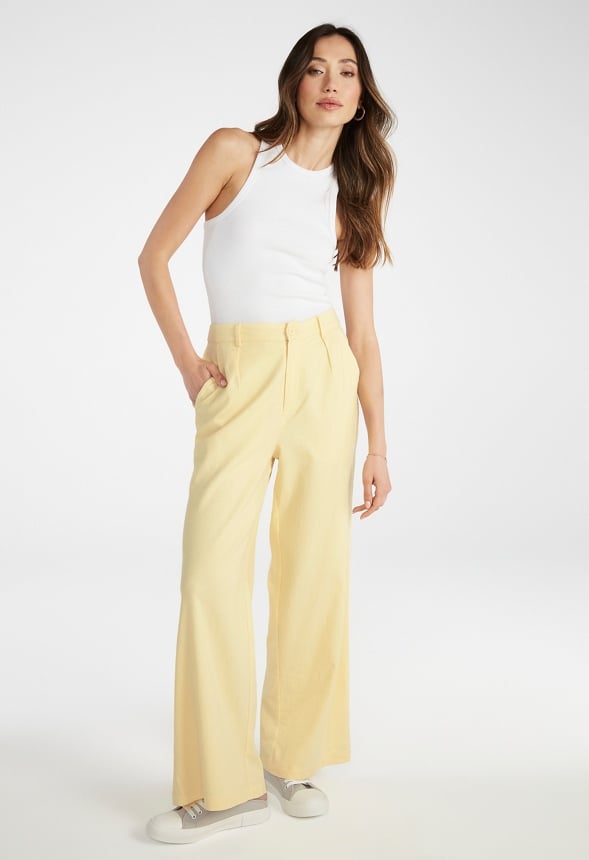 Wide Leg Trousers Pale Banana