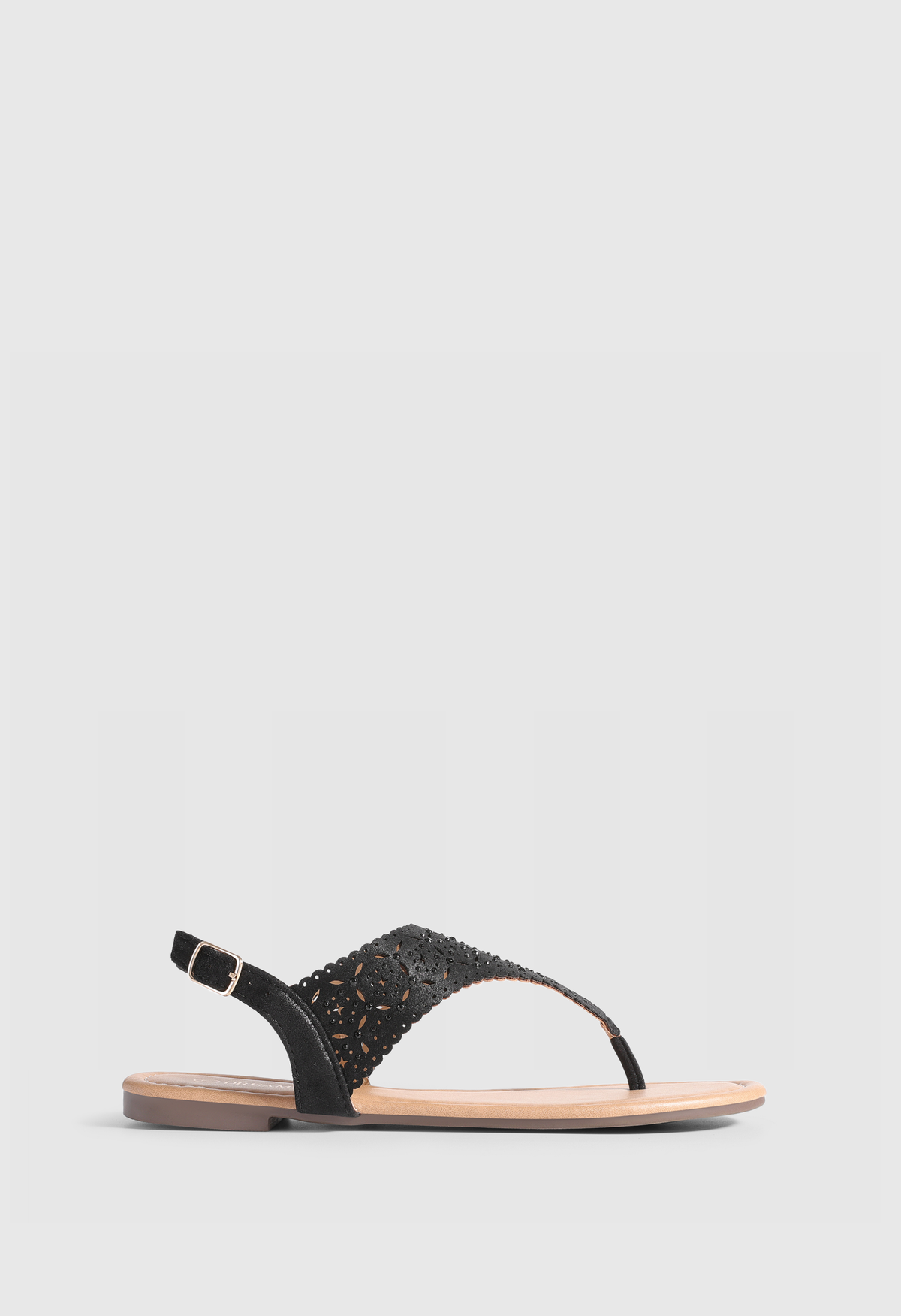 Women's Rhinestone Gladiator Flat Sandals Cute T-Strap Beach Sandals