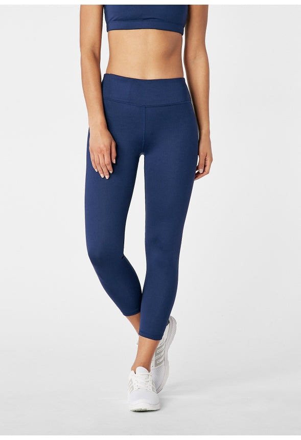 Cropped Back Cutout Active Leggings Dark Indigo