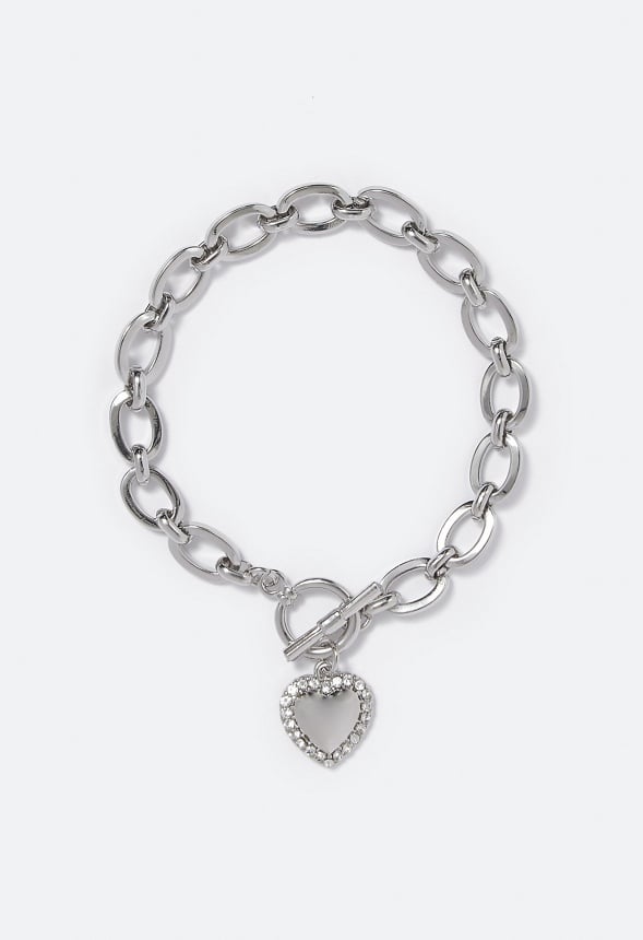 Cecilia Puff Heart Chain Bracelet Silver