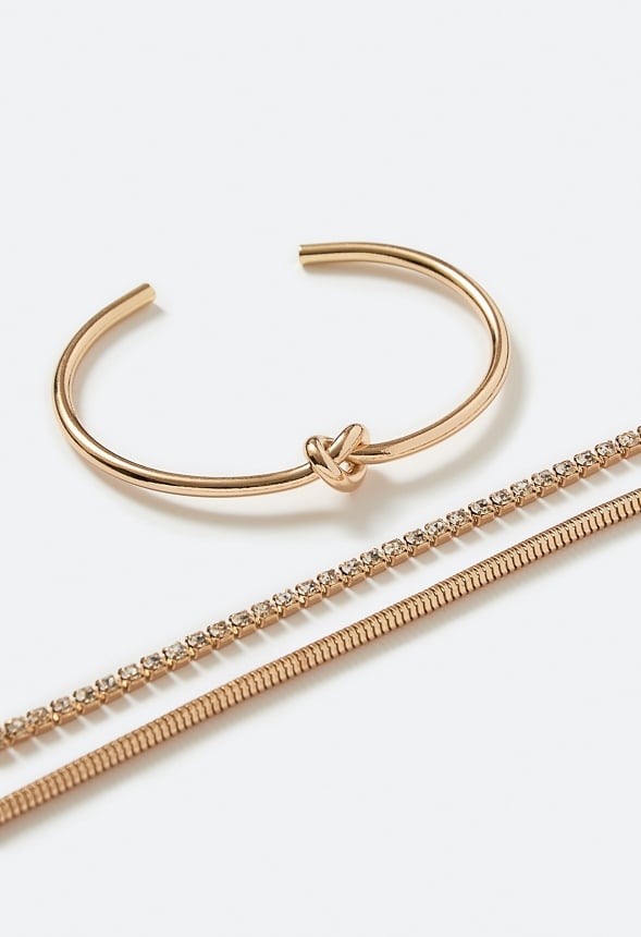 Mabel Adjustable Knot Bracelet Set Gold