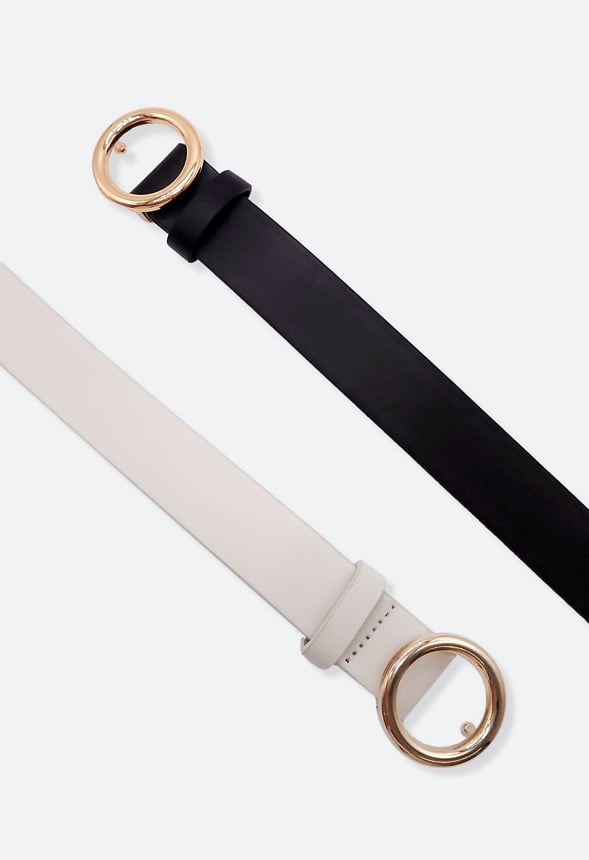 2-Pack Anais Belt With Metal Ring Buckle Nude/ Black