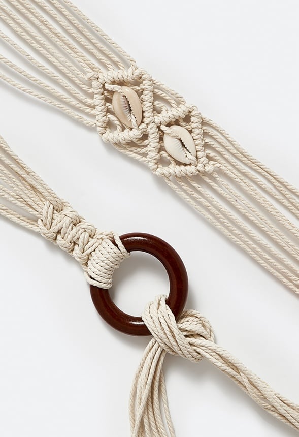 Lily Woven Makrami Belt Cream