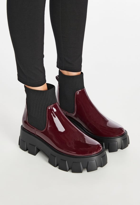 Arden Lug Sole Ankle Boot Maroon Banner