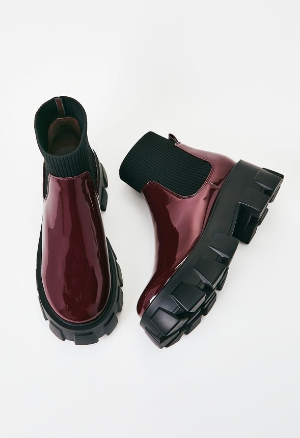 Arden Lug Sole Ankle Boot Maroon Banner