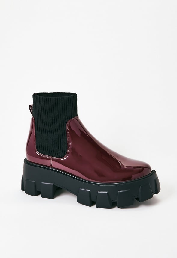 Arden Lug Sole Ankle Boot Maroon Banner