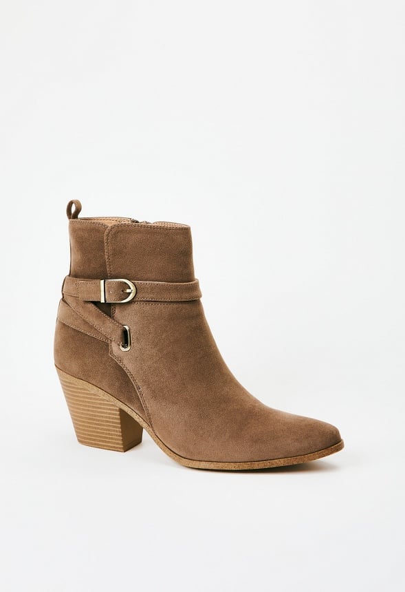 Della Block Heeled Bootie Taupe