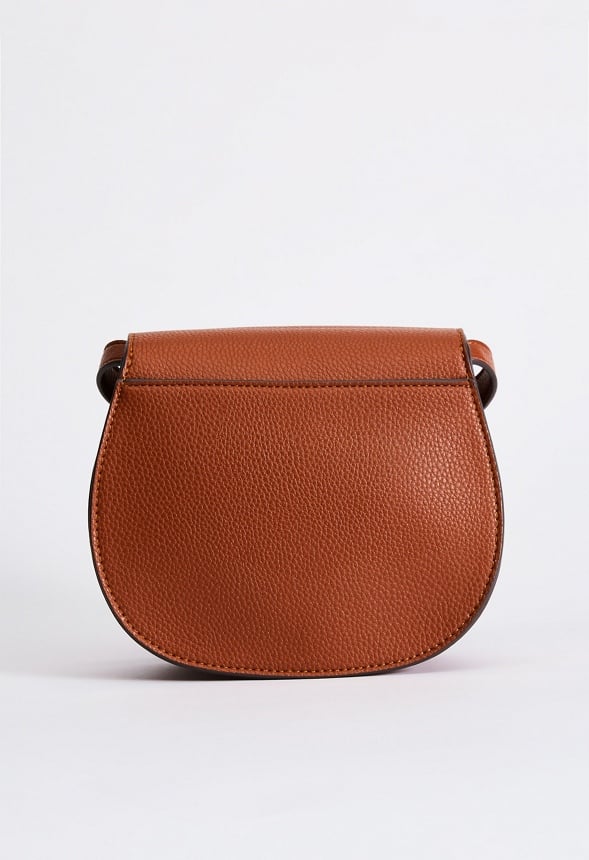 Saddle Bag Crossbody Bag With Whipstitch Leather Brown