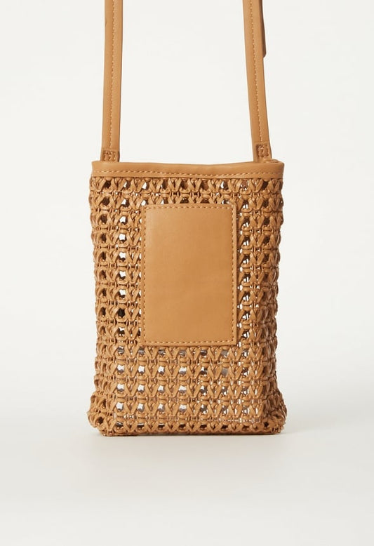 Woven Phone Crossbody Camel
