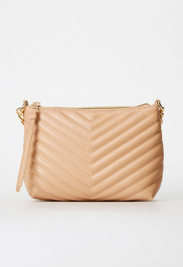 Quilted Zip Crossbody Nude