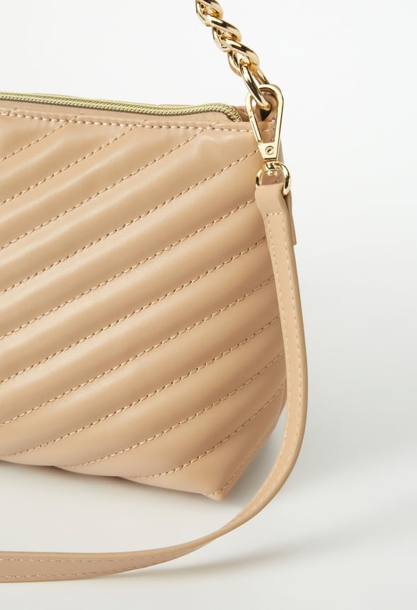 Quilted Zip Crossbody Nude