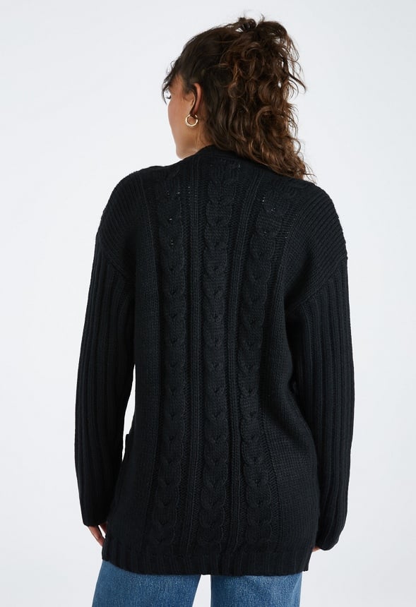 Textured Boyfriend Cardigan Black Caviar