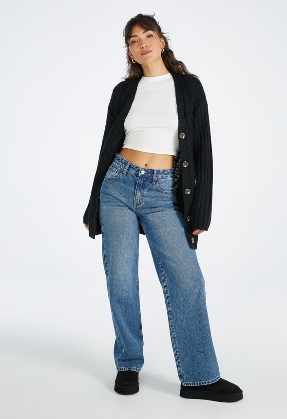 Textured Boyfriend Cardigan Black Caviar