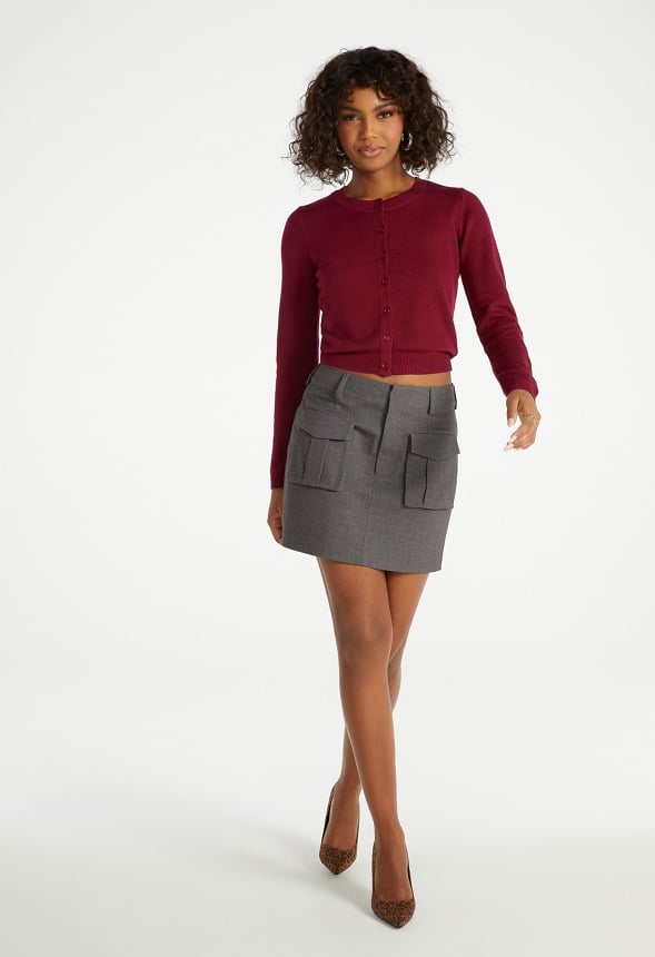 Fine Knit Cardigan Cabernet Red