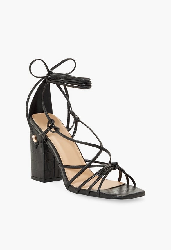 Dimona Strappy Block Heeled Sandal Black
