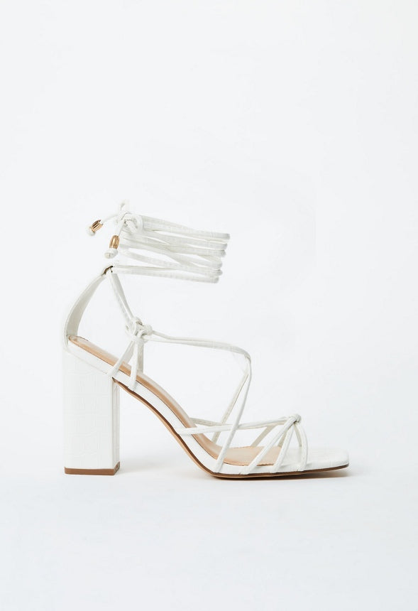 Dimona Strappy Block Heeled Sandal White