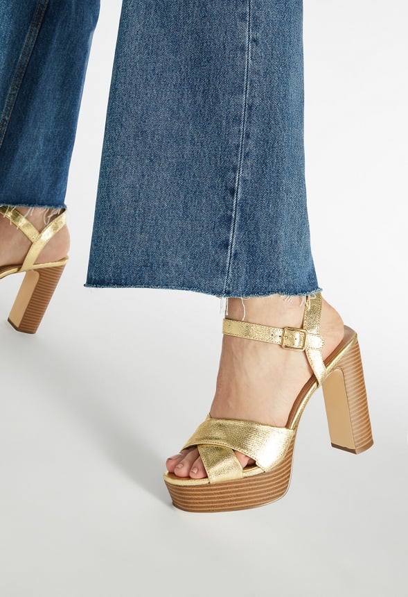 Tina Crossover Platform Sandal Gold
