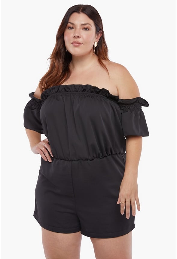Off Shoulder Playsuit Black