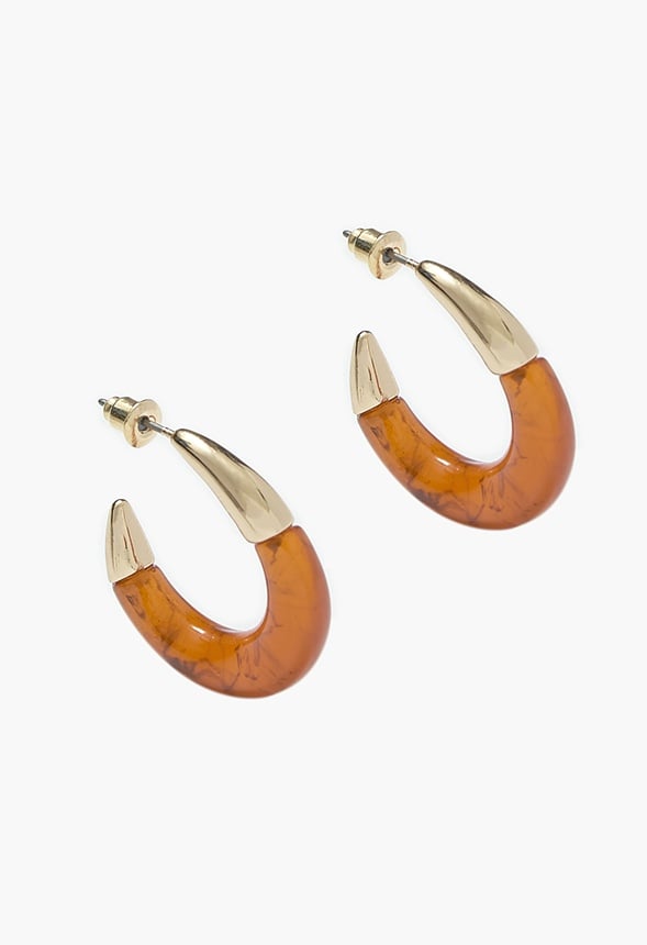 Marlee Graduated Resin Tube With Metal Cap Earring Brown/ Gold