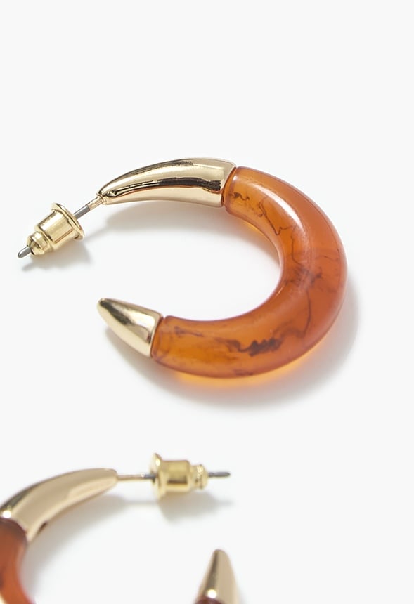 Marlee Graduated Resin Tube With Metal Cap Earring Brown/ Gold