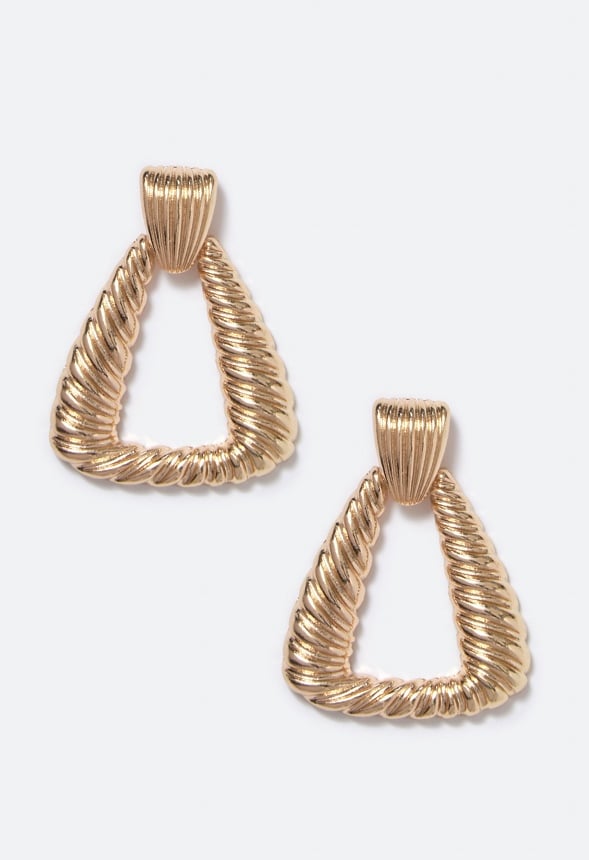 Astrid Textured Door Knocker Earrings Gold