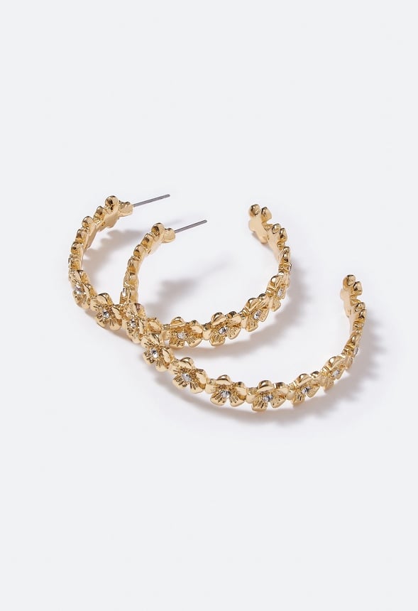 Myla 3D Flower Hoop Earrings Gold