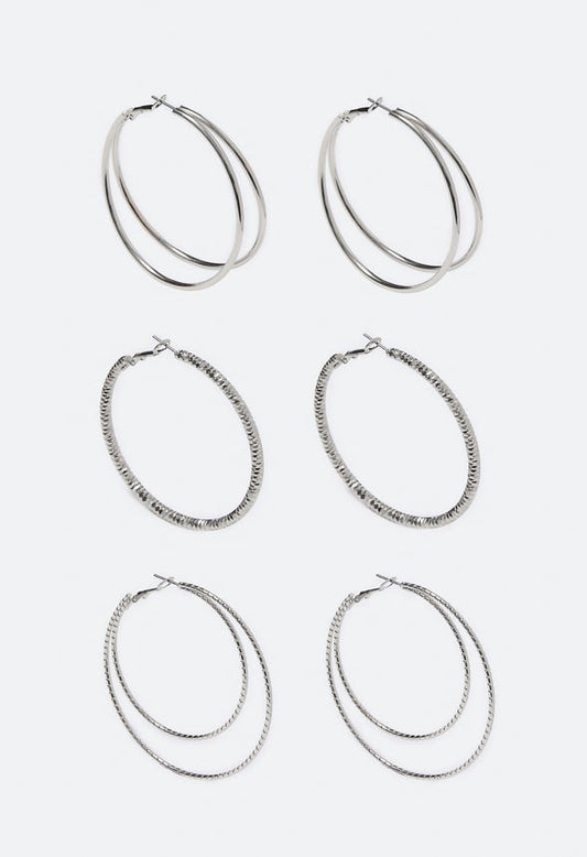 Nina Mixed Hoops Multipack Silver