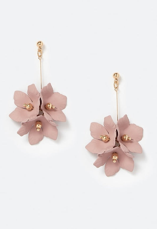Xyla Color Coated Petals Flowers Drop Earrings Rose/ Gold
