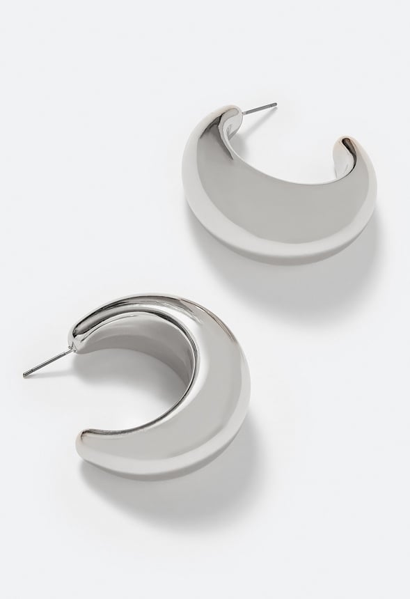 Dia Lightweight Graduated Hoop Earrings Silver