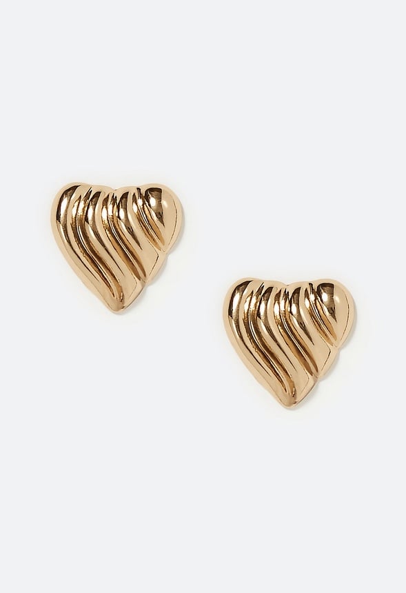 Haley Metal Heart Stud earring Gold