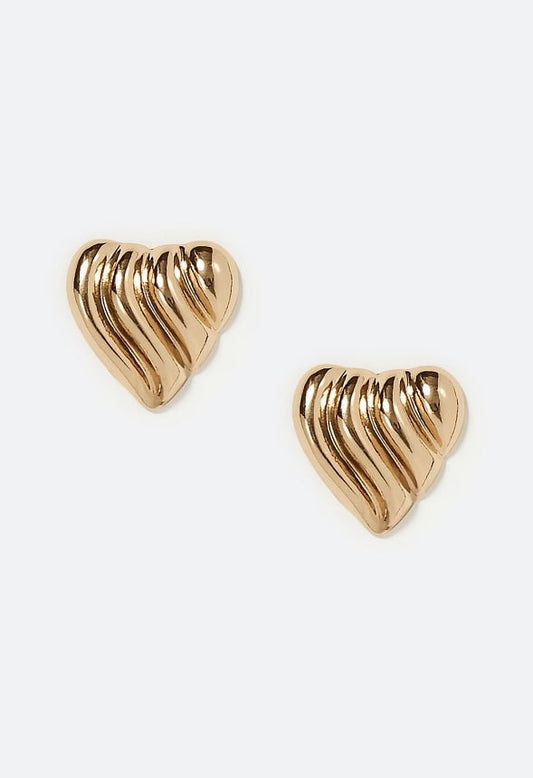 Haley Metal Heart Stud earring Gold