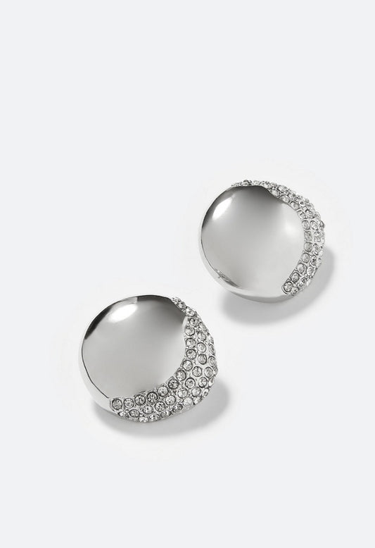 Jayda Glass Stone Set Smooth Metal Stud Crystal/Silver