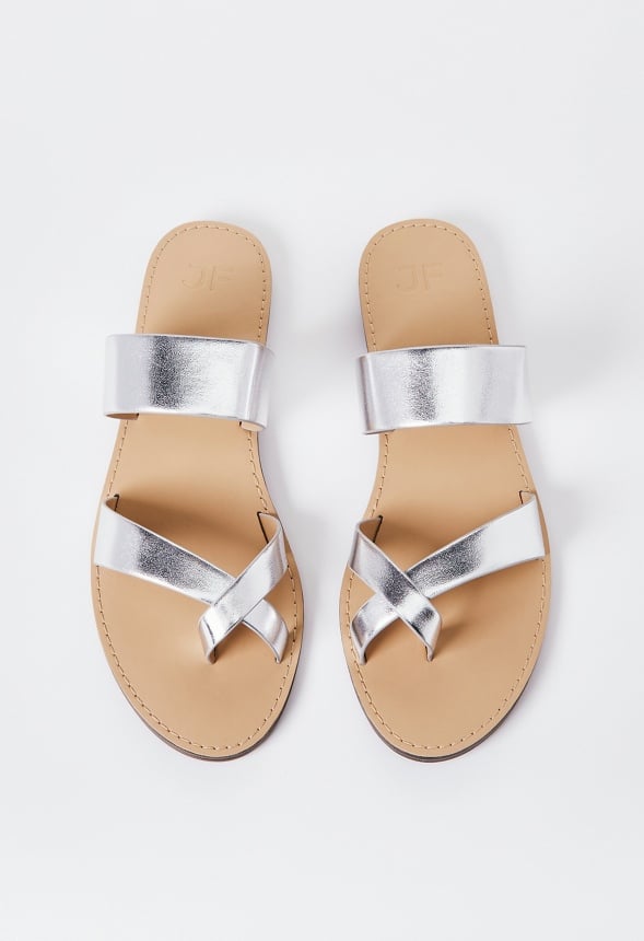 Cloey Faux Leather Slide Silver