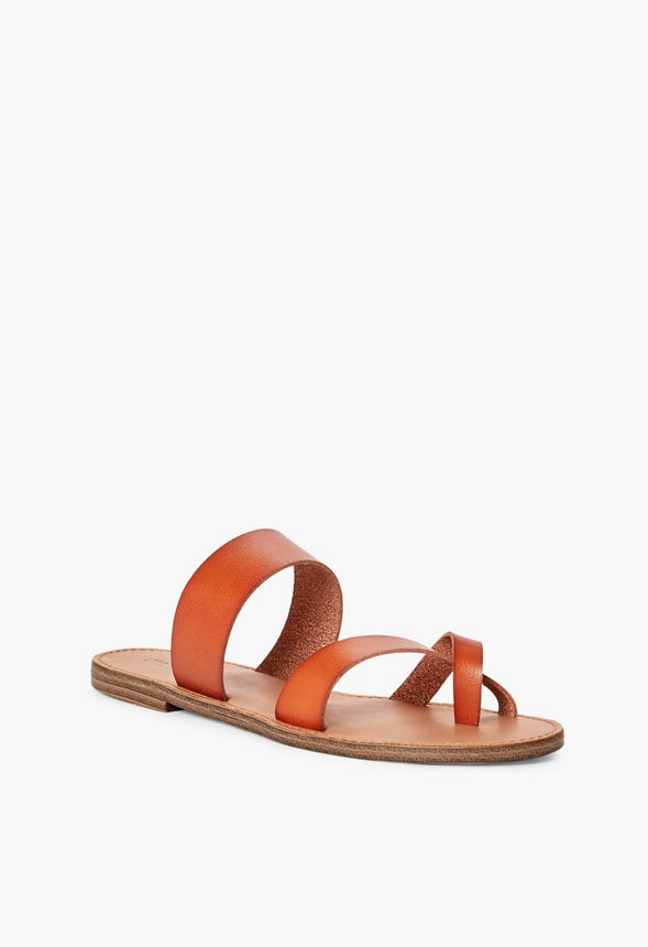 Cloey Faux Leather Slider Cognac