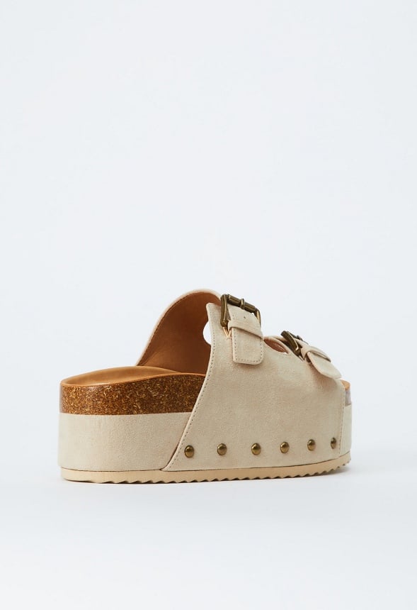 Abbie Platform Slide Sandal Semolina Beige