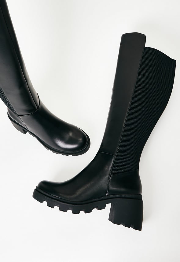 Ayden Chunky Block Heel Boot Black