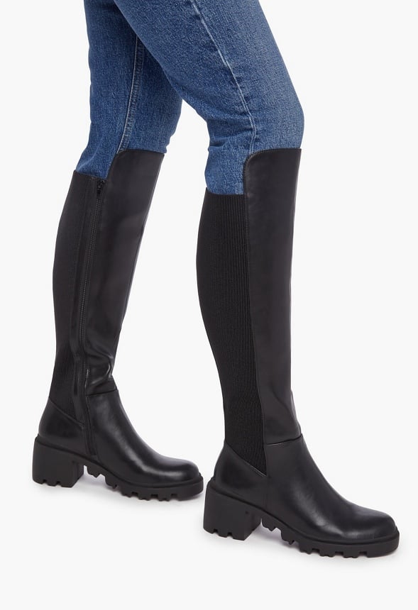 Ayden Chunky Block Heel Boot Black