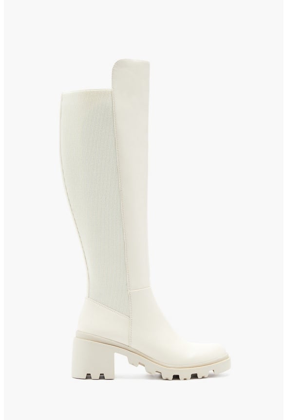 Ayden Chunky Block Heeled Boot Bone