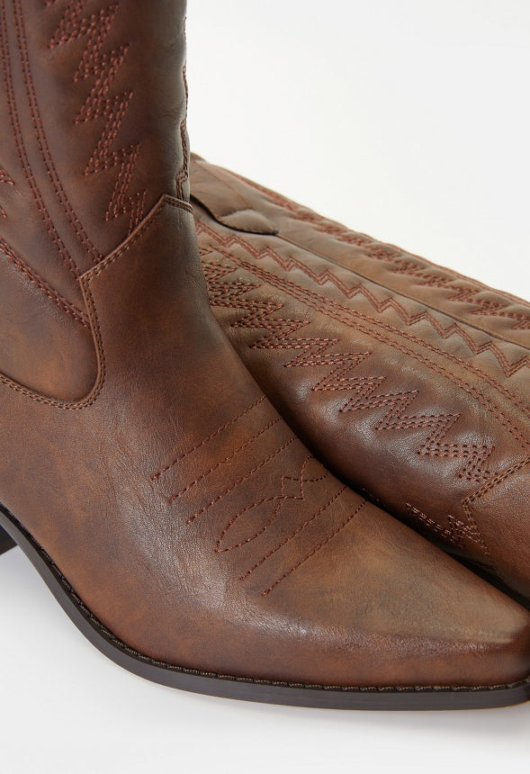 Zahra Western Boot Leather Brown