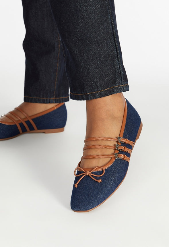 Gaby Ballet Flat Denim/ French Oak