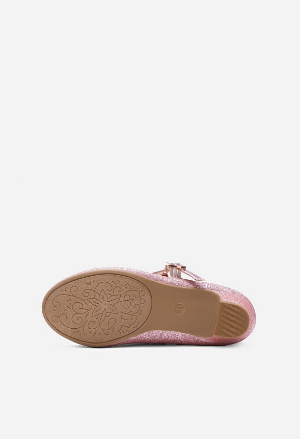Glitter Strap Low Heel Pink