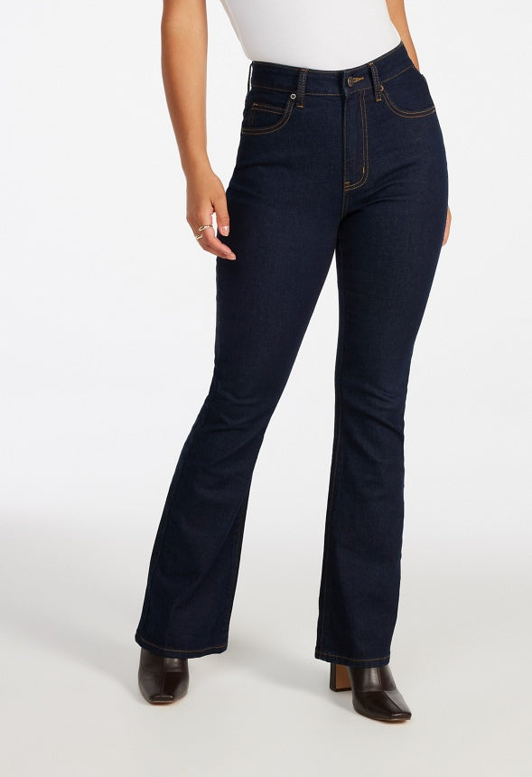 High Rise Flare Leg Denim Pants Whisper