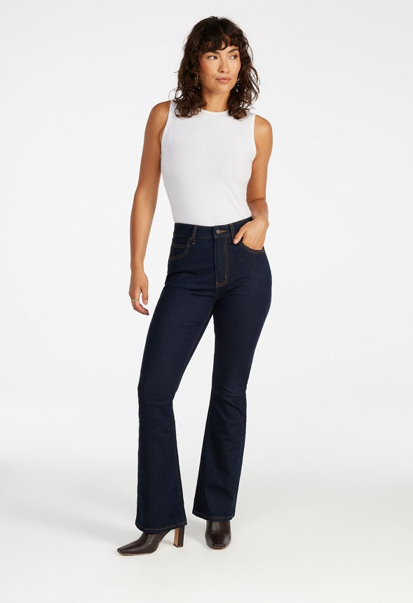 High Rise Flare Leg Denim Pants Whisper