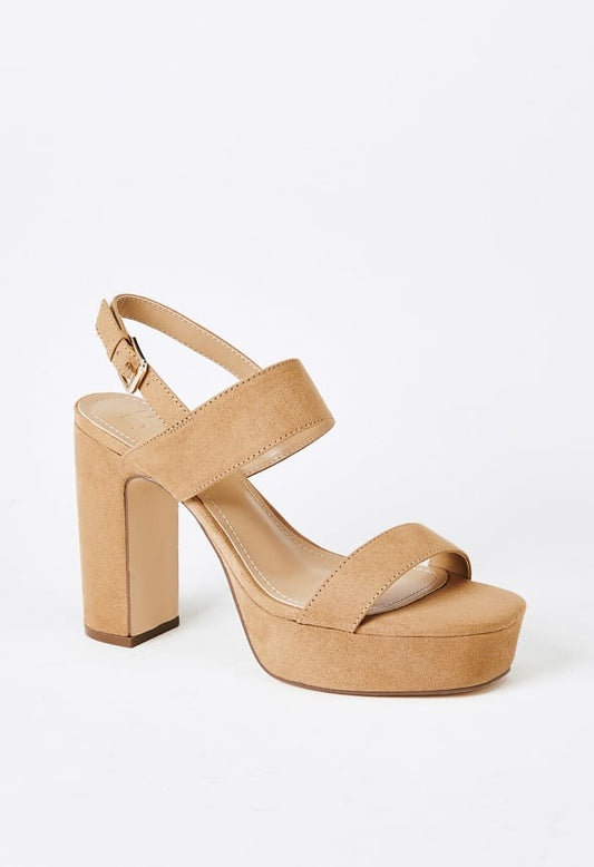 Amara Platform Heeled Sandal Light Camel