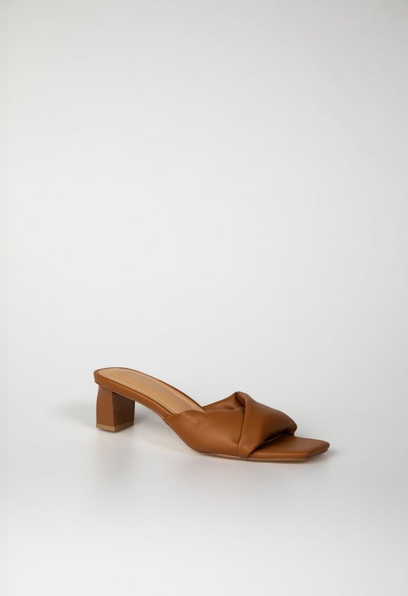 Caroline Mule Heeled Sandal Light Tan