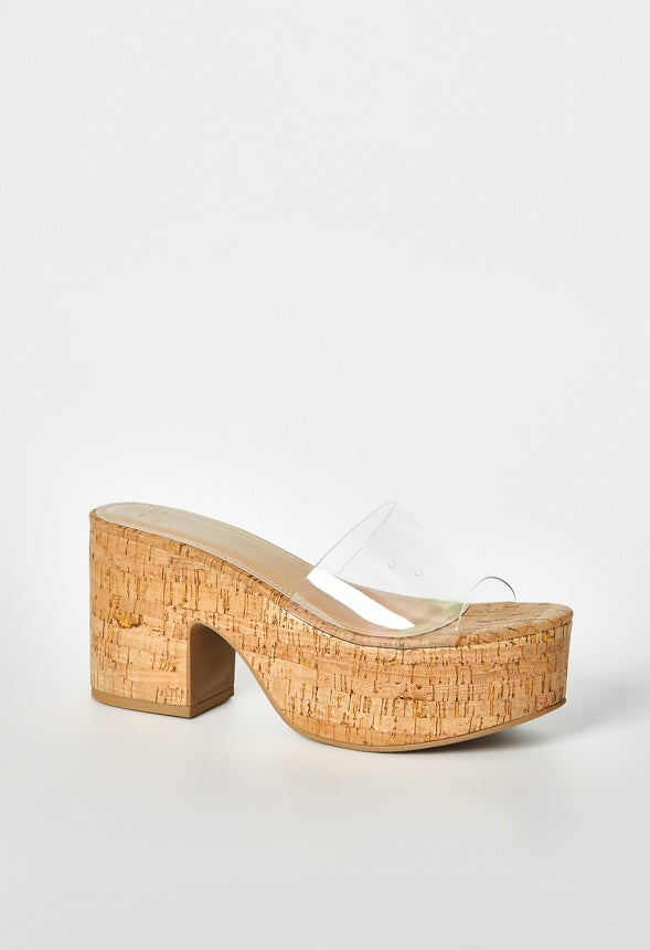 Esmie Block Heeled Platform Sandal Clear